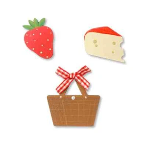 Roeda Brighten Life Set 3 Metal art magnets Spring Picnic Strawberry Cheese USA - Picture 1 of 1