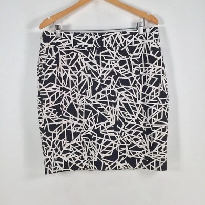 Calvin Klein Mujer Falda Talla 14 Negro Geométrico Lápiz Hasta la Rodilla 052198 Foto 1 de 4