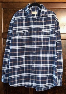 JACHS Mens Button Down Heavy Flannel Shirt Blue/Brown Lumberjack Plaid XL - Picture 1 of 11