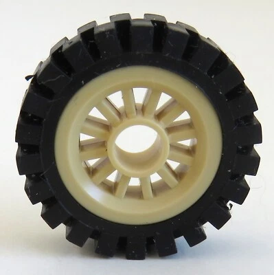 LEGO - Reifen / Tire 24 mm D x 8 mm mit Felge (Speichen), beige # 30155c01 - Bild 1 von 2