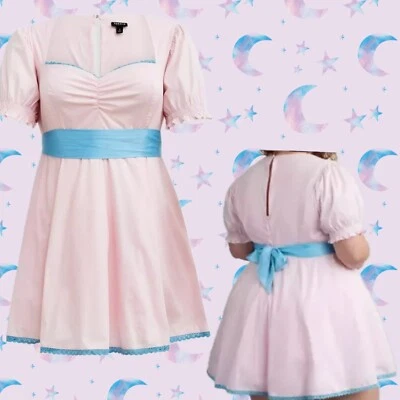 Torrid +2 Pink Tulle Skirt Blue Accent Short Sleeve Babydoll Halloween Costume - Image 1 of 4