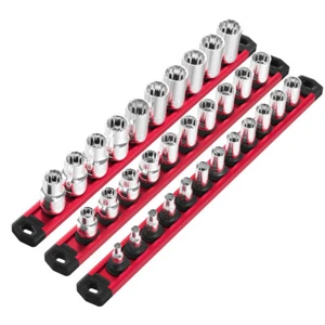 3-PACK 1/4" 3/8" 1/2" Drive Magnetic Socket Organizer Set Socket Holder Rack USA - Picture 1 of 11