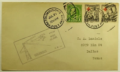 1932 First Night Flight Airmail Cover Columbus OH to Dallas TX - Image 1 of 2
