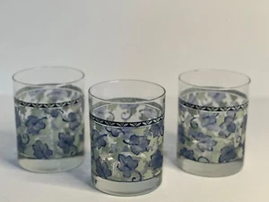 VTG Pfaltzgraff 12 Oz Glassware Double Old Fashioned Blue Isle Set Of 3 - Picture 1 of 5