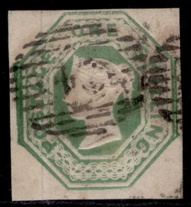 GB QV SG55, RARE 1s green CUT SQUARE, FINE USED. Katze 2000£. EIN SEIDENFADEN - Bild 1 von 1