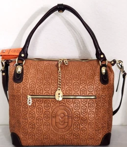 🌞MARINO ORLANDI ITALIAN DESIGNER BROWN EMBOSSED LEATHER LARGE TOTE BAG🌺NWT! - Picture 1 of 17