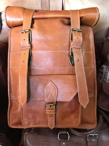 Roll Top Leather Backpack - Picture 1 of 3
