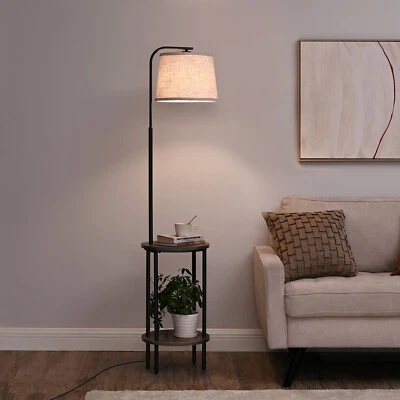 Floor Lamp with Table DEWENWILS Wooden End Side Table Farmhouse Floor Lamp - Image 1 of 4