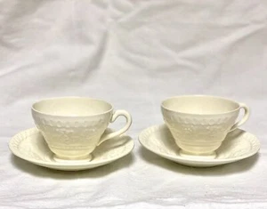 Wellesley Wedgewood Etruria Lot of 2 Tea Cups w/ Saucers Embossed Fruit NewMark - Picture 1 of 4