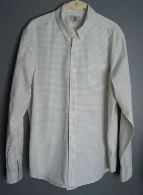Camisa de vestir TIMBERLAND para hombre azul y amarillo a cuadros 100 % algodón talla grande Foto 1 de 3