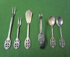 CARLEN Silverplate 6 Hors d'Oeuvres Serving Pcs SWEDEN Ferns & Floral Pattern - Picture 1 of 4