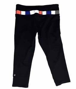 Lululemon Groove Reversible Crop Leg Yoga Pants Athleisure Black Women's Size 10 - Picture 1 of 14