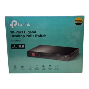 TP-Link TL-SG1210P 10-Port Gig Desktop POE+ Switch Still Factory Sealed - Picture 1 of 4