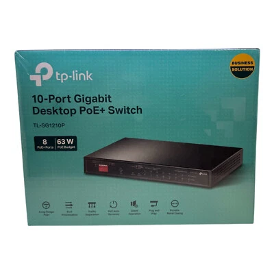 TP-Link TL-SG1210P 10-Port Gigabit PoE+ Switch 63W Unmanaged – Brand New Sealed - Image 1 of 4