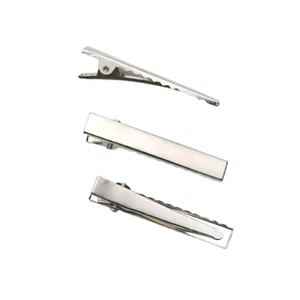 20 X SILVER COLOUR CROCODILE ALLIGATOR STRAIGHT BLANK HAIR CLIPS CL1 - Picture 1 of 2