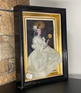 Rare French Framed 3D Portrait Aristocratic Lady Shadow Box Diorama Art 19th ⭐ - Picture 1 of 14