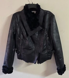 Jennifer Lopez JLO Women's Black Jacket Faux Moto Jacket Size Large - Picture 1 of 15