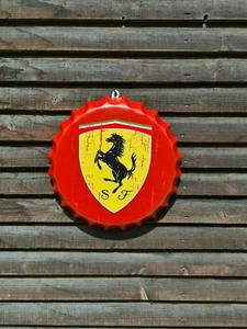 Wandkunst/Schild Ferrari/Vintage Blech Metall 35 cm Flasche Top Bar Pub handgefertigt. - Bild 1 von 5