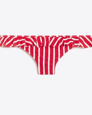 J Crew J0325 Nuevo con Etiquetas Talla Grande Rojo/Blanco Volantes Bikini Natación Cobertura Completa Parte Inferior Foto 1 de 4