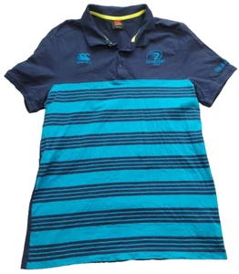 Canterbury Leinster Rugby Men's Large Polo Shirt Embroidered Logo Blue Stripes - Picture 1 of 9