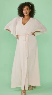 New Modcloth Queen Of Eden Maxi Wrap Dress Blush Pink Chiffon Sz M - Image 1 of 4