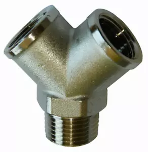 Y-Verteiler Luftweiche aus Messing vernickelt Gewindefittings Fittings - Bild 1 von 2
