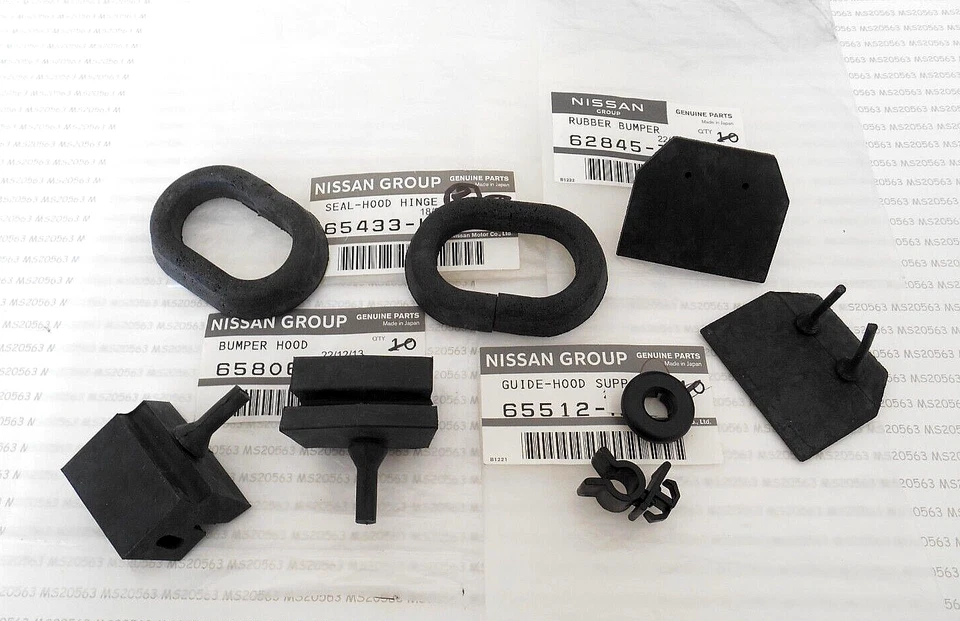 Datsun 1200 Hood Bumper Radiator Support Rubber Hinge Seal Rod Grommet & Clip - Image 1 of 1