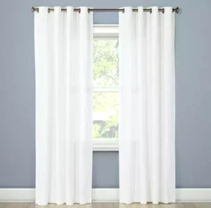 1 Pair 54x84 Light Filtering Curtain Panels Natural White - Threshold - Picture 1 of 10
