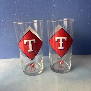 Vintage Texaco 1994 Texas Rangers Baseball Club ~ MLB Sammler Glas ~ zwei Gläser - Bild 1 von 6