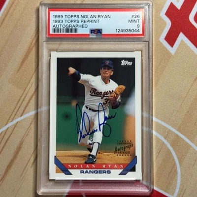 1999 Topps Nolan Ryan 1993 Reprint Auto Autographed #26 PSA 9 Pop 3 None Higher - Image 1 of 2