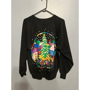 Vintage Art By Design Zone Unisex ONE SIZE Puffy Paint Weihnachtsbaum Sweatshirt - Bild 1 von 10