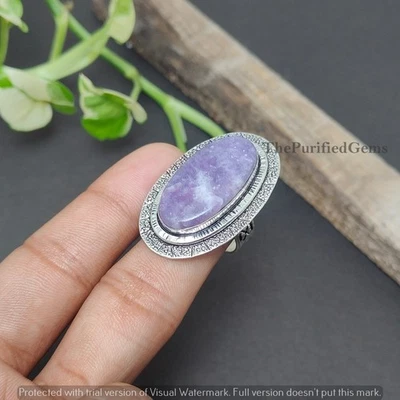 Кольцо ручной работы из стерлингового серебра 925 пробы с аметистом ~ винтажная бижутерия ~ богемное кольцо - Изображение 1 из 4