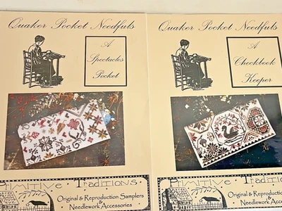 Primitive Traditions QUAKER POCKET NEEDFULS Checkbook Glass Cases Pattern Charts - Image 1 of 4