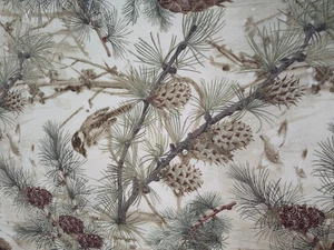 Pottery Barn Snow Pine Bird Linen Blend Tablecloth 70" X 108" Pre-owned Glitter - Picture 1 of 6