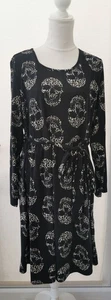 Vestido de mujer rosa esmeria talla 3XL Reino Unido 20 negro estampado animal calaveras manga larga corbata - Imagen 1 de 18