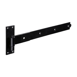 30" Straight Hook & Band Hinges on Plates - Black - Picture 1 of 1
