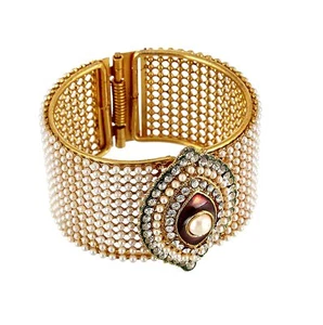 Gold Plated Pearl Meenakari Bracelet Bangles Jewellery For Women & Girls - Picture 1 of 5