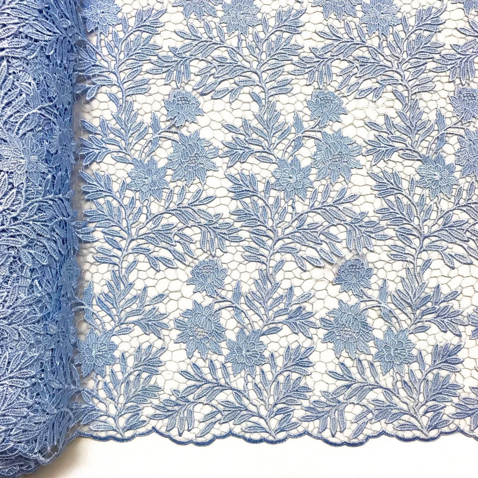 Tela bordada de encaje francés guipur camelia Venecia 52" de ancho muchos colores Foto 1 de 1