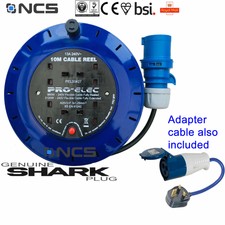 10m Camping Electric Mains Hook Up Reel Caravan Site Power Cable 16A Plug Lead