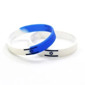 2 Pack Support Israel Silicone Bracelet Israel Flag Wristband for Men Women - Picture 1 of 6