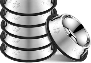 Stainless Steel Cat Bowl 8-Pack Metal Dog Bowls for Food and Water Non-Slip NEW - Picture 1 of 2
