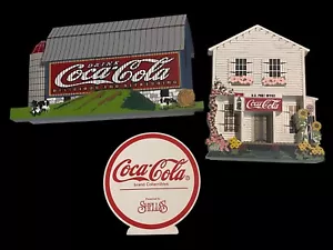 Vintage Shelia’s 1998 Coca~Cola Holz Sammlerstücke 3 Stück Post Office Silo Schild - Bild 1 von 12