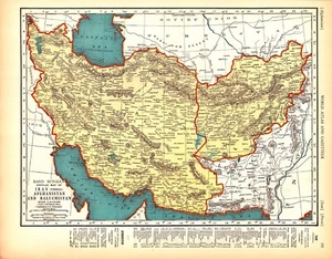"IRAN-AFGHANISTAN-INDIA" Antique original map 1936 - Picture 1 of 2