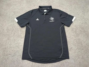 Texas A&M Basketball Shirt Mens Polo Shirt Large NCAA Adidas Logo Black FLAW - Picture 1 of 11