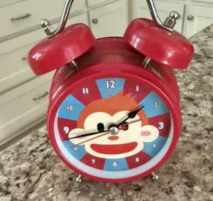VINTAGE Monkey Twin Bell RED Alarm Clock With Jungle Sounds Exc. Condition - Picture 1 of 2
