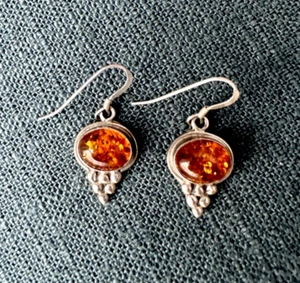 Bernstein Ohrringe Hänger/Tropfen - Sterlingsilber - Bild 1 von 6