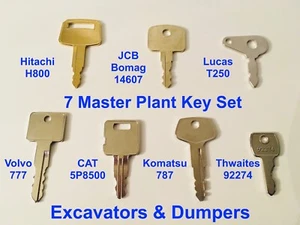 7 Key Master Plant Excavator Dumper Set - Superior Quality Made In The UK  - Picture 1 of 1