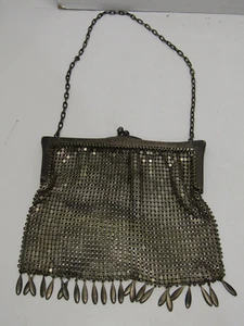 F-1 VINTAGE GERMAN SILVER METAL WOMENS MESH PURSE HAND BAG - Picture 1 of 4