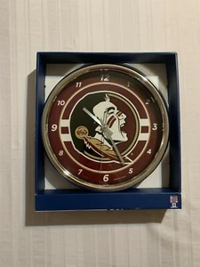 Florida State Seminoles FSU NCAA Round 12" Chrome Clock Wincraft - Picture 1 of 2