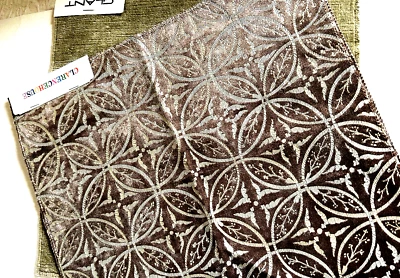 Lot 2 Velvet Textured Fabric Designer Sample Brown Beige 12-13" Sq. - Image 1 of 4